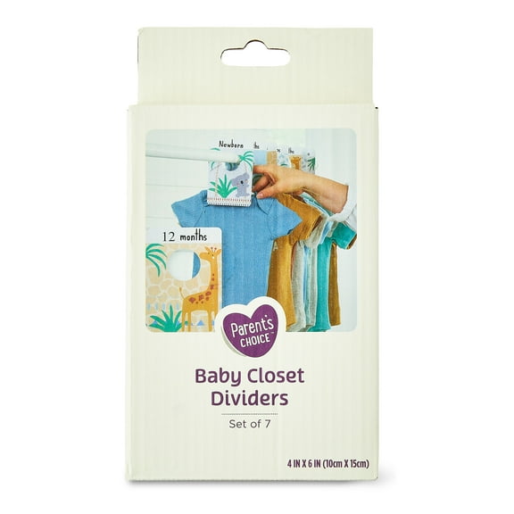 Parent's Choice Closet Dividers, Infant Unisex Jungle, Set of 7, Gray, Tan, Blue
