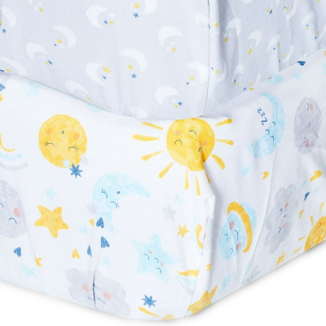 Parent's Choice Cotton Fitted Crib Sheets for Baby Boys and Girls, Moon