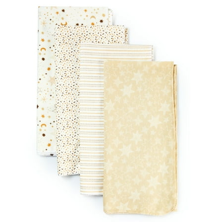 Parent's Choice Cotton Flannel Receiving Blankets for Baby Boys and Girls, Neutral Celestial Skies, 4 Pack