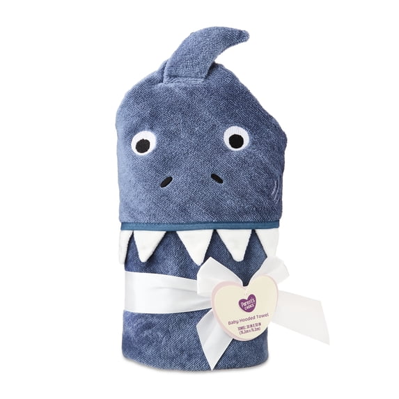 Parent's Choice Cotton Shark Baby Hooded Towel, Blue, 30 in x 30 in