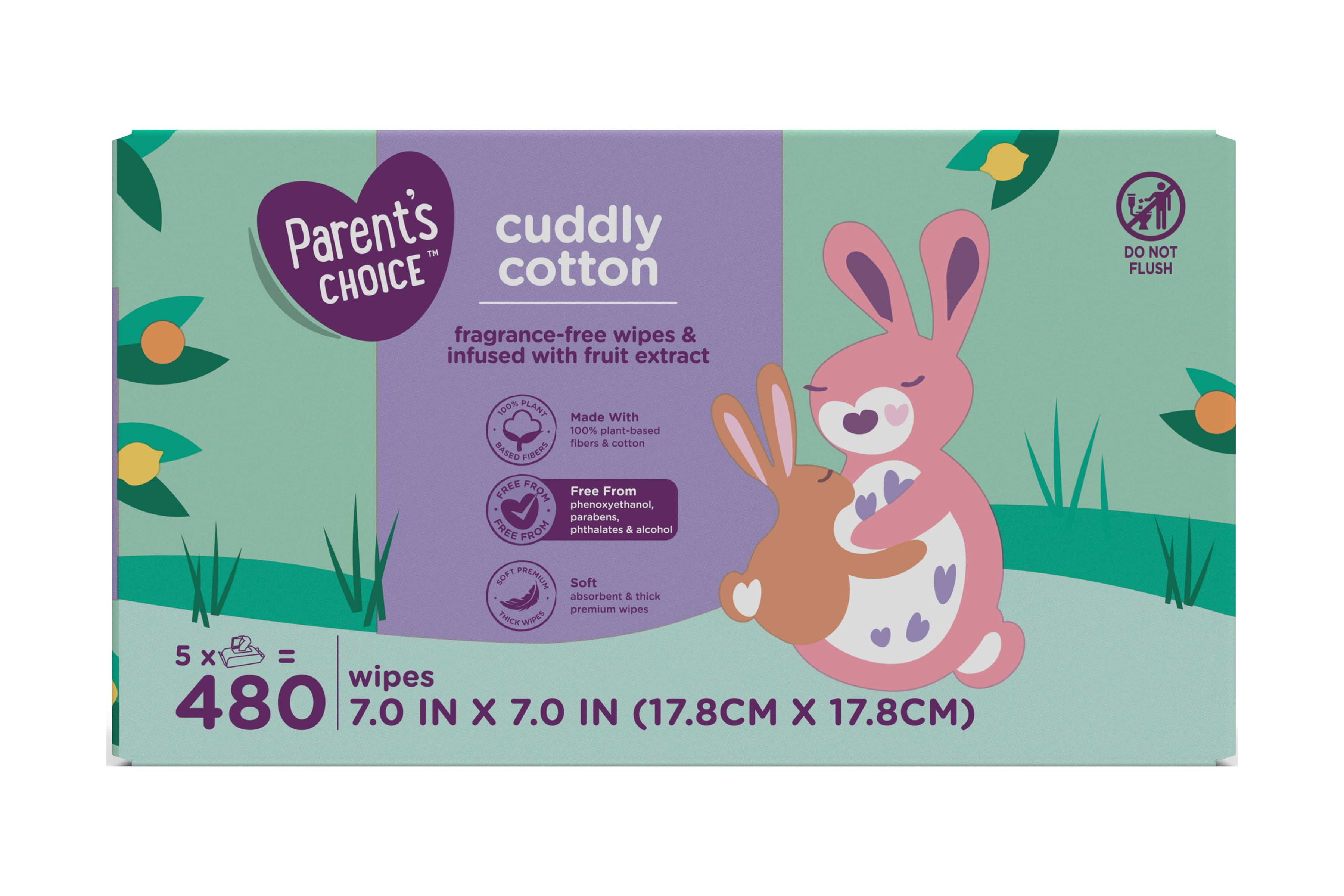 Parent s Choice Cotton Wipes 5 Pack 480 Count Walmart