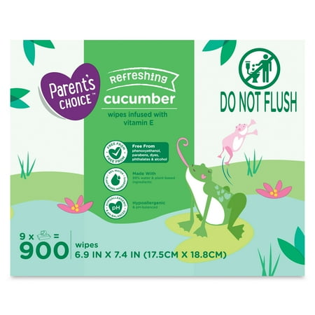Parent's Choice Cucumber Scent Baby Wipes, 900 Count (Select for More Options)