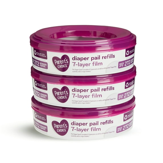 Parent's Choice Diaper Pail Refills, Holds up to 816 Newborn Diapers, 3 Count