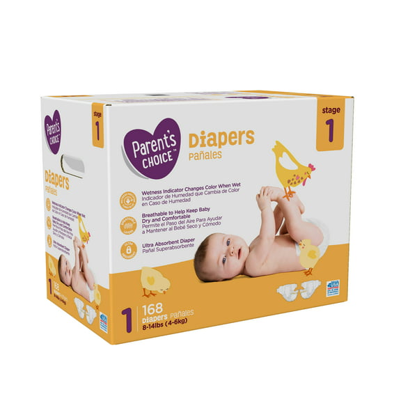Parent's Choice Diapers, Size 1, 168 Diapers