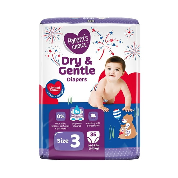 Parent's Choice Dry and Gentle Diapers, Size 3, 35 Count