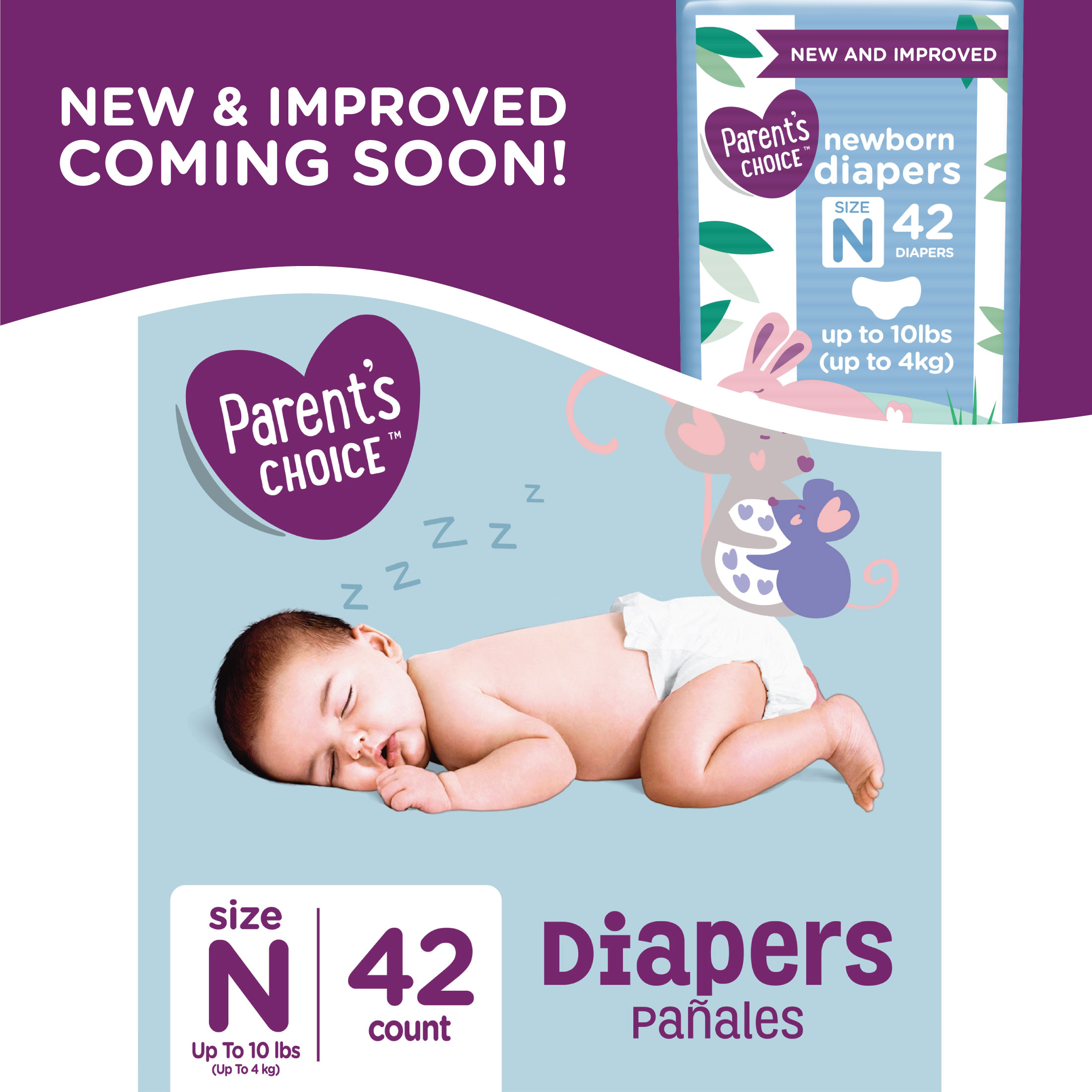 Parent's Choice Diapers, Size Newborn, 42 Diapers - image 1 of 16