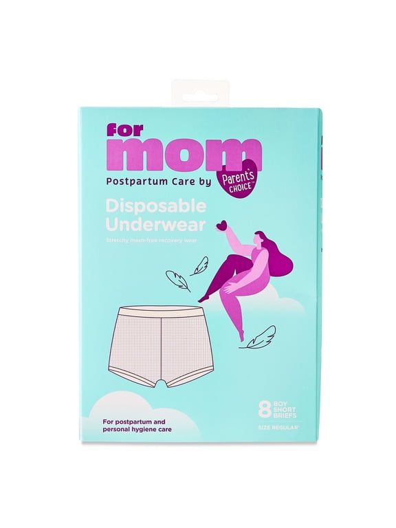 Disposable Postpartum Underwear for Women, High Waist & Regular Size (Waist 28" to 42" Stretched), 8 Count