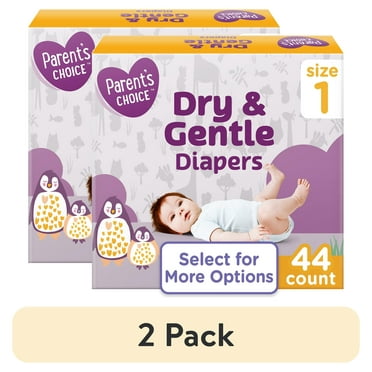 (2 pack) Parent's Choice Dry & Gentle Diapers Size 1, 44 Count (Select for More Options)