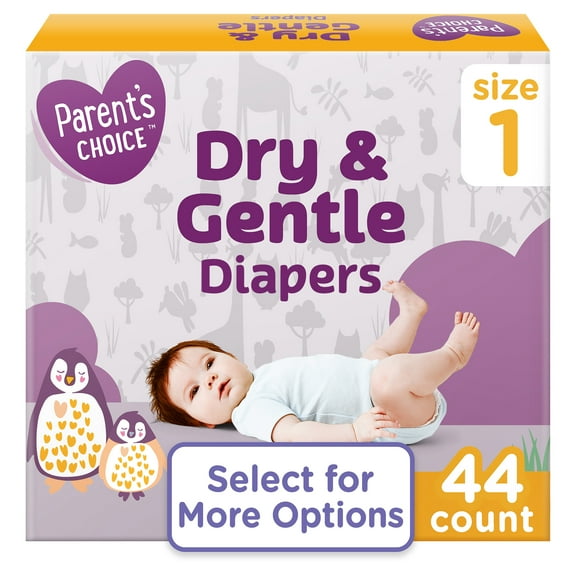 Parent's Choice Dry & Gentle Diapers Size 1, 44 Count (Select for More Options)