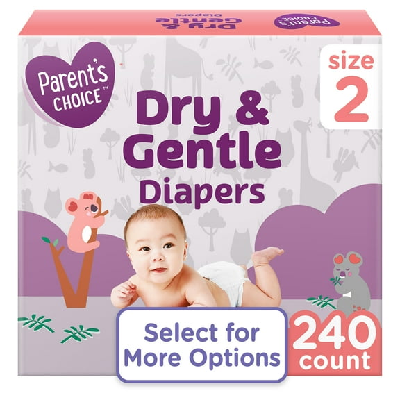 Parent's Choice Dry & Gentle Diapers Size 2, 240 Count (Select for More Options)