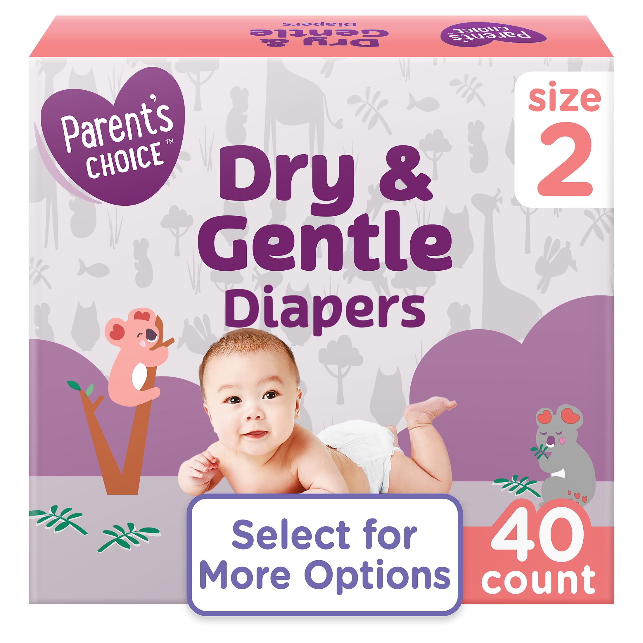 Parent's Choice Dry & Gentle Diapers Size 2, 40 Count (Select for More  Options)