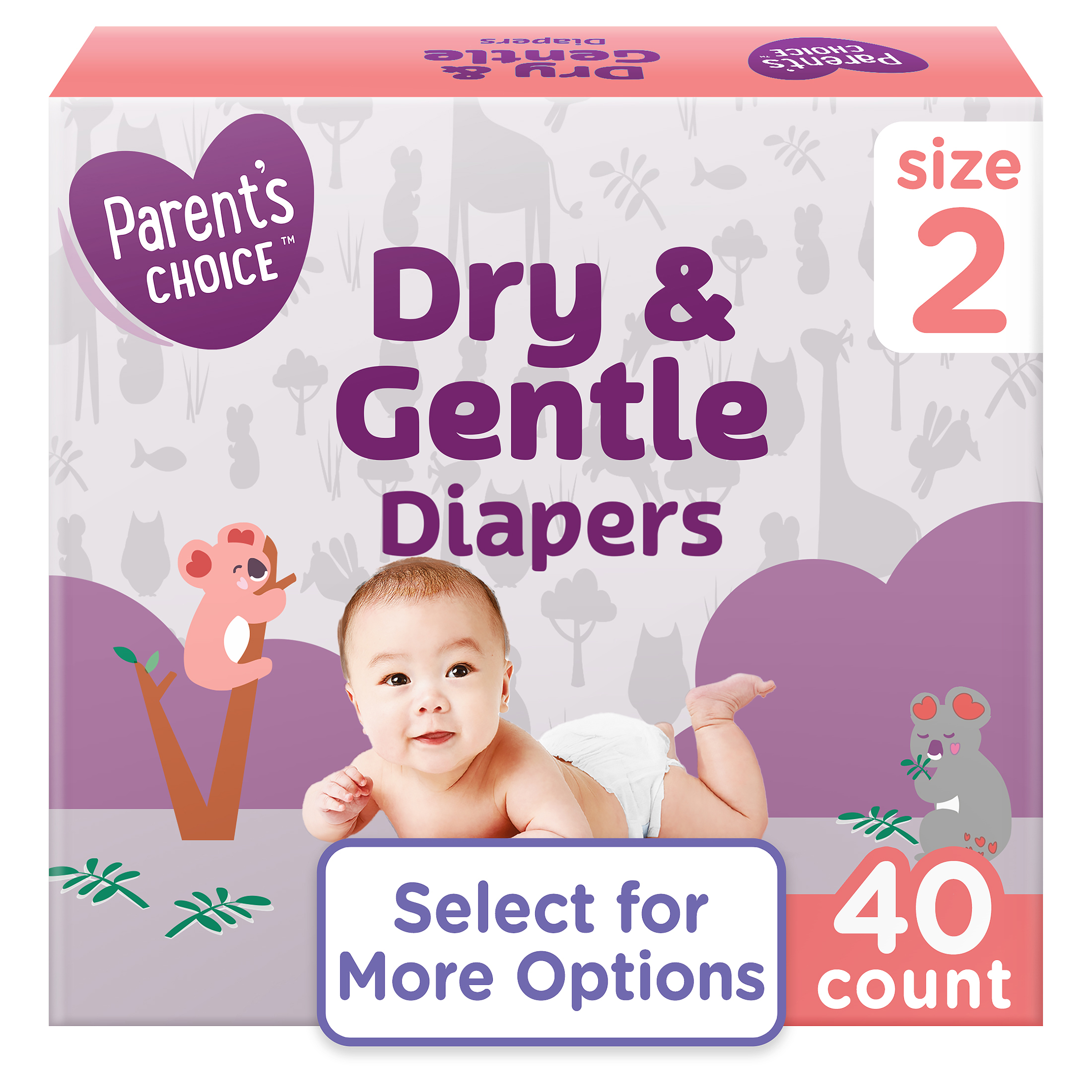 Parent's Choice Dry & Gentle Diapers Size 2, 40 Count (Select for More Options) - image 1 of 10