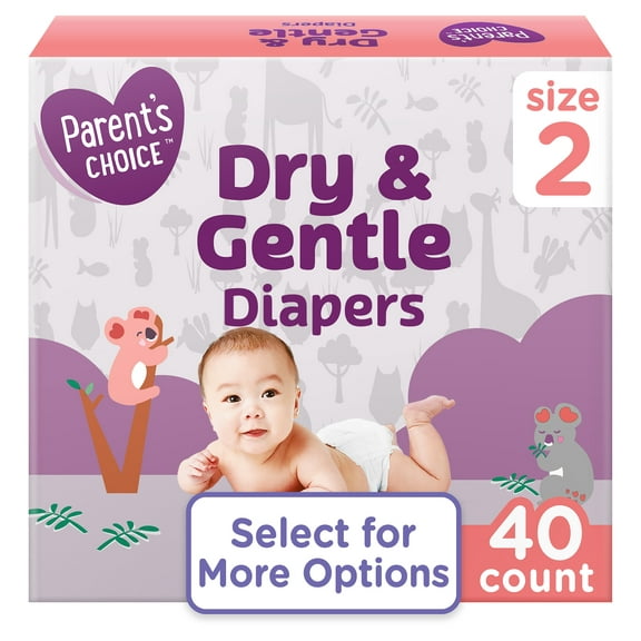 Parent's Choice Dry & Gentle Diapers Size 2, 40 Count (Select for More Options)