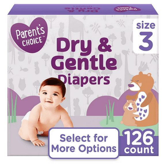 Parent's Choice Dry & Gentle Diapers Size 3, 126 Count