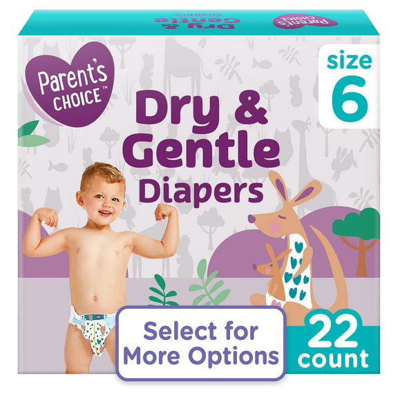 Parent's Choice Dry & Gentle Diapers Size 6, 22 Count (Select for More Options)