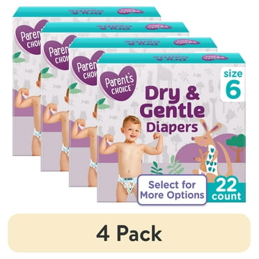 (4 pack) Parent's Choice Dry & Gentle Diapers Size 6, 22 Count (Select for More Options)