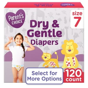 Pañales Parent's Choice Dry & Gentle Talla 7, 120 piezas (Selecciona para más opciones)