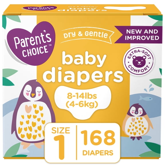 Parent's Choice Dry and Gentle Baby Diapers, Size 1