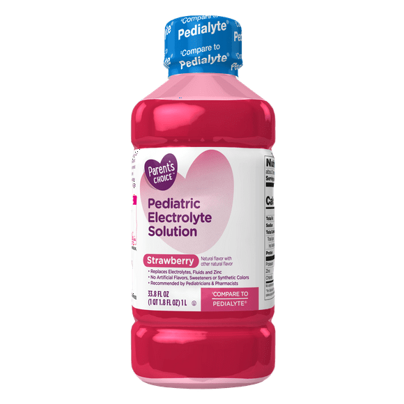 Parent's Choice Electrolyte Solution, Strawberry, Dye-Free, for Kids and Adults, 1 Liter