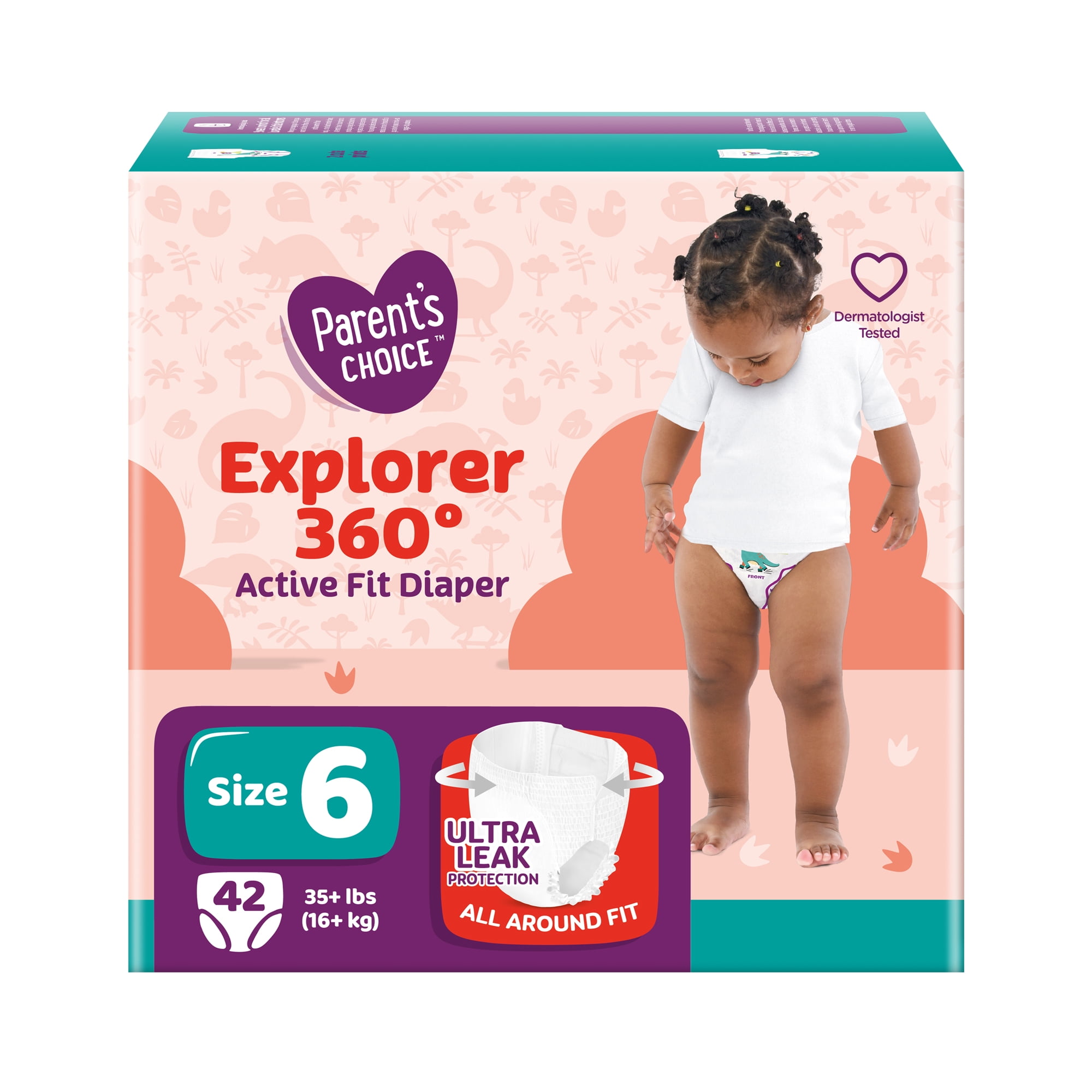 Parent's Choice Explorer 360 Active Fit Diaper Pants Size 6, Leak
