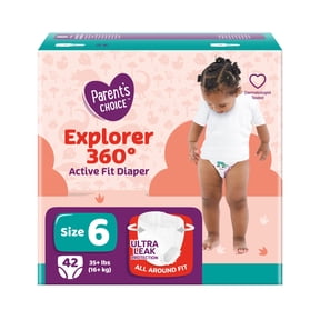 Parent's Choice Explorer 360 Active Fit Diaper Pants, Size 6, 42 Count