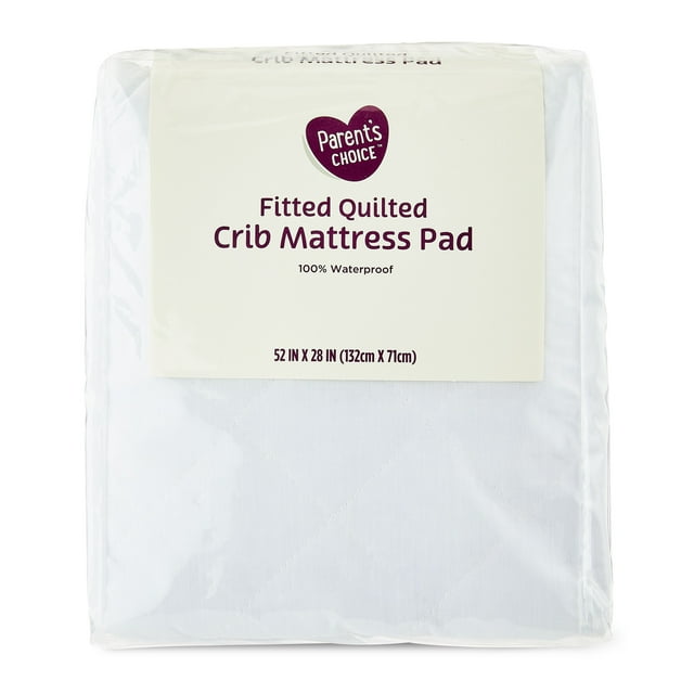 Parent's Choice Fitted Quilted Crib Mattress Pad, One Size, Solid White