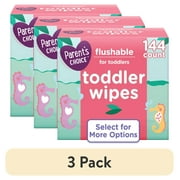 (3 pack) Parent's Choice Flushable Toddler Wipes, Melonberry Scent, 144 Count (Select for More Options)