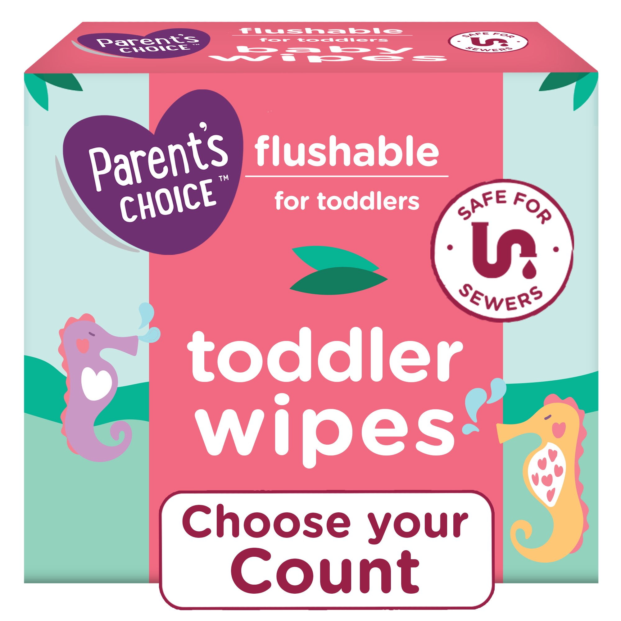 66 Parent's Choice Flushable Melonberry Scented Wipes (Choose Your Count)