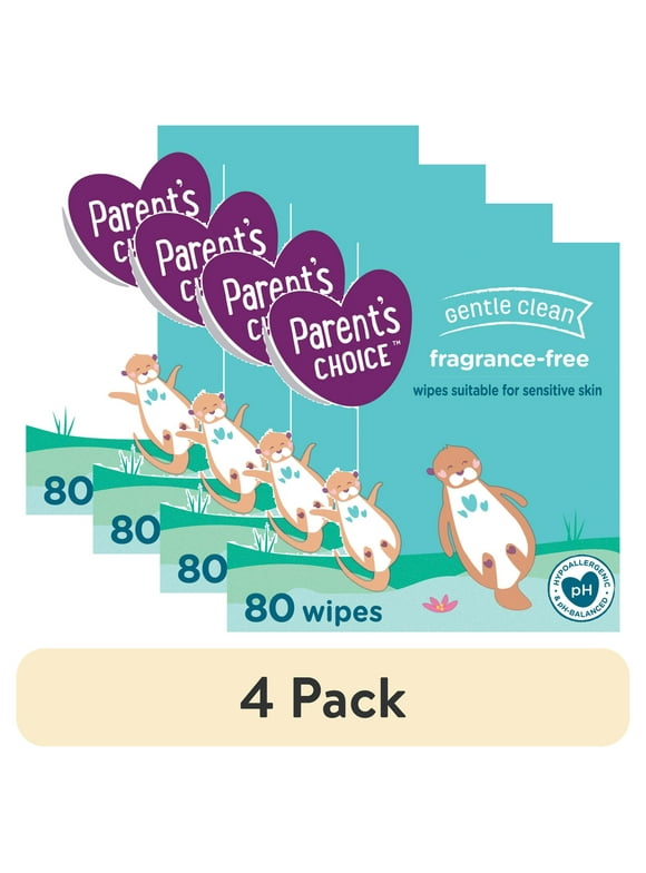 (4 pack) Parent's Choice Fragrance Free Baby Wipes, 80 Count (Select for More Options)