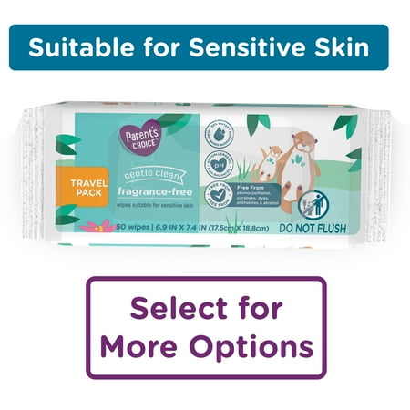 Parent's Choice Fragrance Free Baby Wipes, Travel-Pack, 50 Count