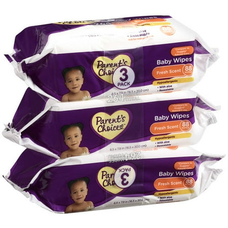 Parent's Choice Fresh Scent Baby Wipes, 3 Pack, 264 Sheets