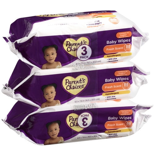 Parent's Choice Fresh Scent Baby Wipes, 3 Pack, 264 Sheets