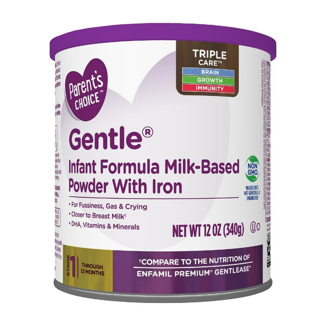 Parent's Choice Gentle Baby Formula Milk-Based Powder with Iron, Immune Support, 12 oz Can