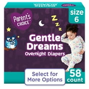 Parents Choice Gentle Dreams Overnight Diapers, Size 6, 58 Count