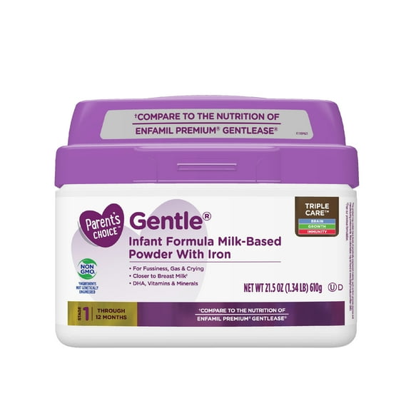 Parent's Choice Gentle Infant Milk-Based Baby Formula, Immune Support, 21.5 oz Tub