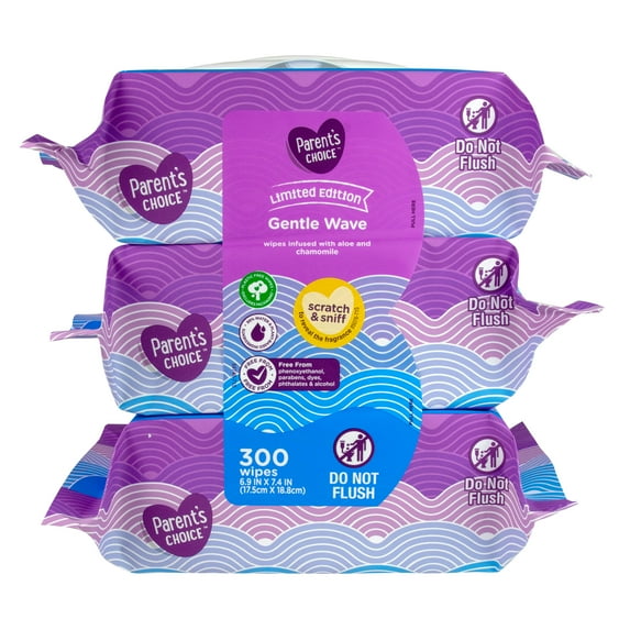 Parent's Choice Limited Edition Gentle Wave, 3 Packs (300 Total Wipes)