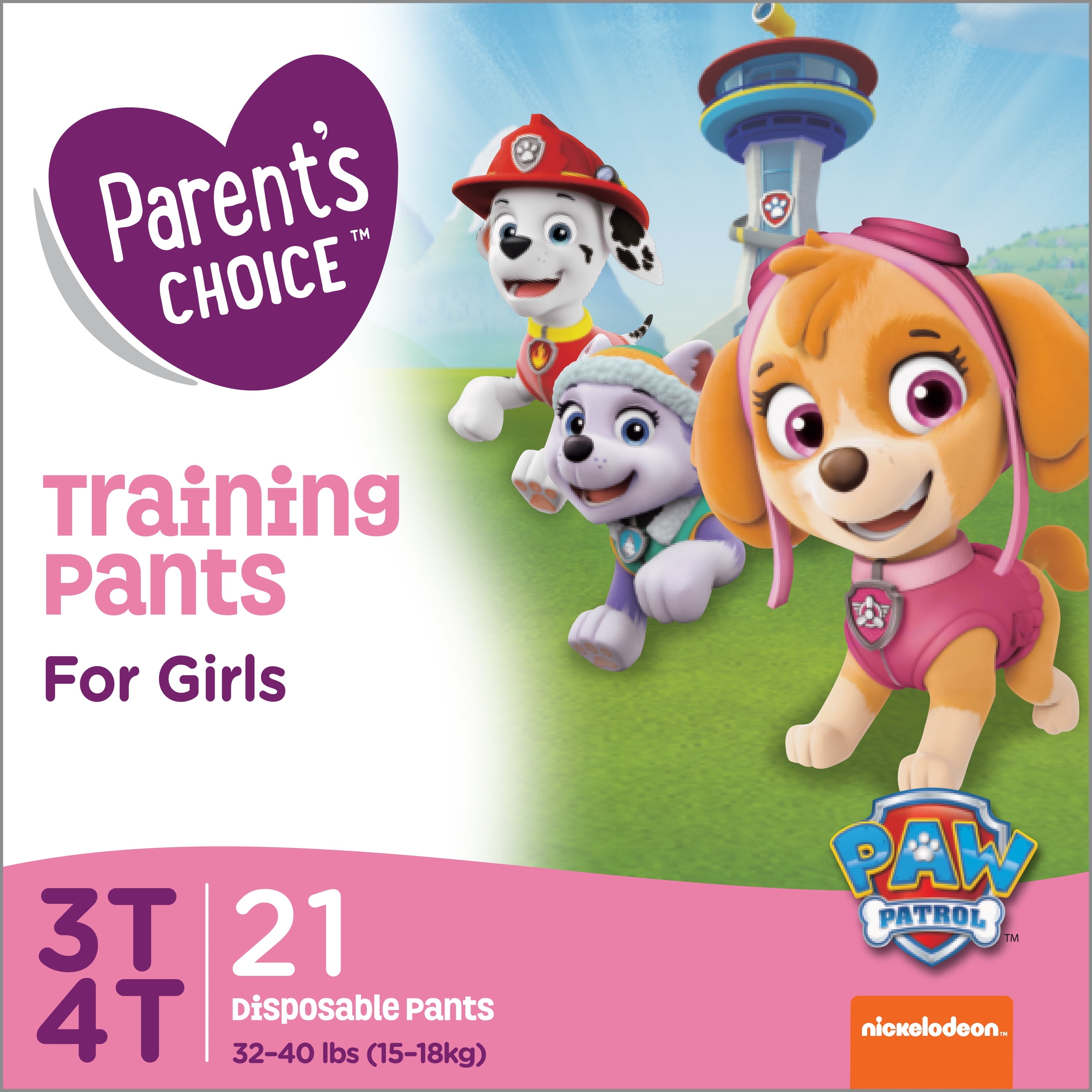 Parent's Choice Girls Training Pants, 3T - 4T, 21 Count