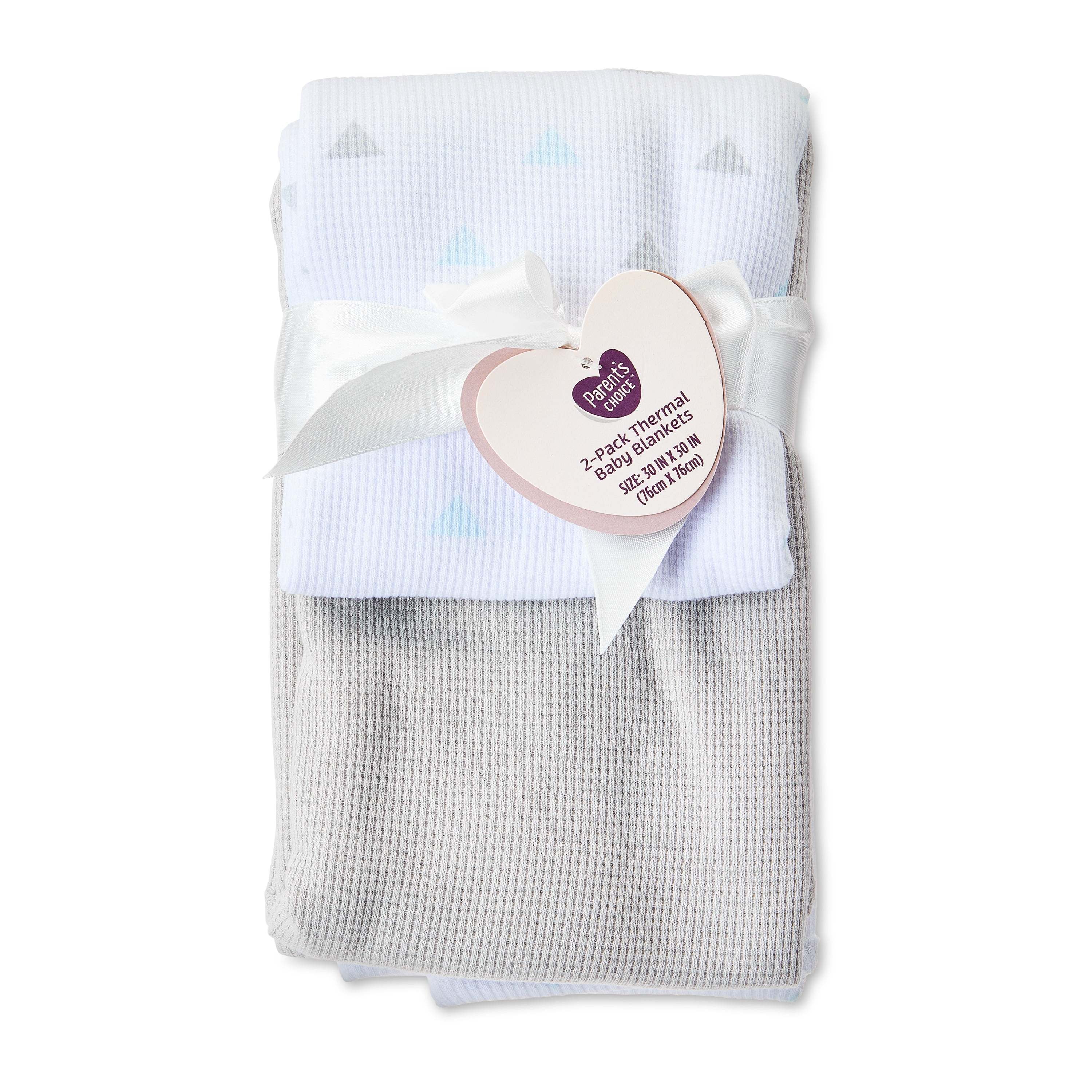 Parent's Choice Gray & Aqua Triangle 100% Cotton Thermal Baby Blanket, Infant, Unisex, 2 Pack