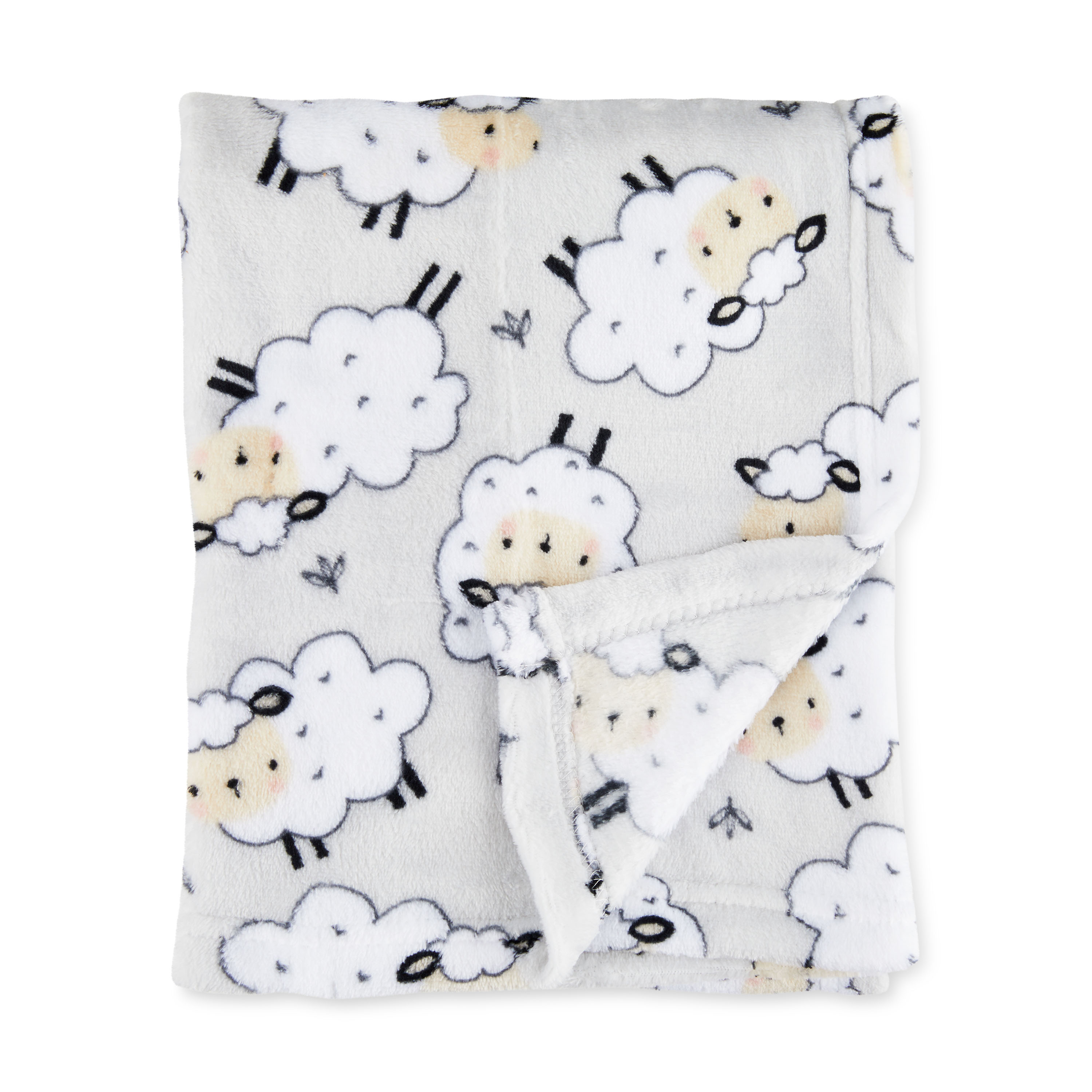 Parent's Choice Grey Sheep Plush Baby Blanket,Infant Unisex, 30" x 36" - image 1 of 8