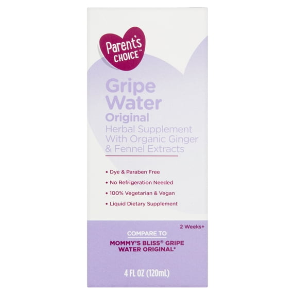 Parent's Choice Unflavored Gripe Water with Organic Ginger and Fennel for Children's Health, 4 fl oz