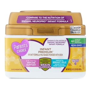 Fórmula Infantil Premium Parent's Choice a Base de Leche en Polvo con Hierro, DHA, No Transgénica, Envase de 22.2 oz