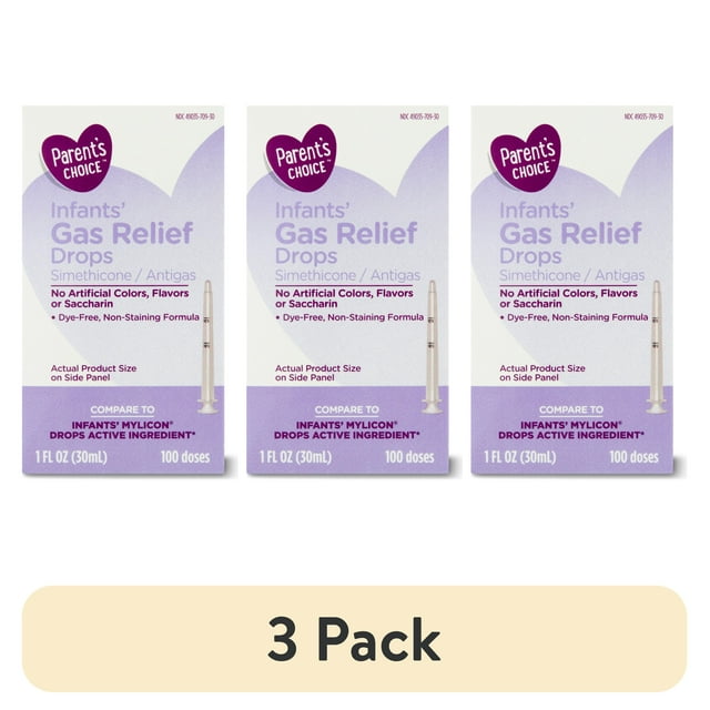 (3 pack) Parent's Choice Infants' Gas Relief Simethicone Drops, 20mg, 1