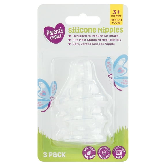 Parent's Choice Medium Flow Bottle Nipples, 3 Count