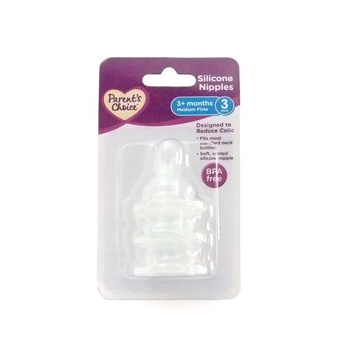 Parent's Choice Medium Flow Silicone Nipples 3 ct