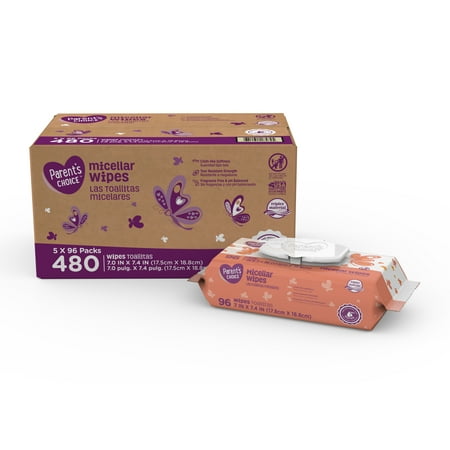 Parent's Choice Micellar Baby Wipes, 5 Packs of 96 (480 Count)
