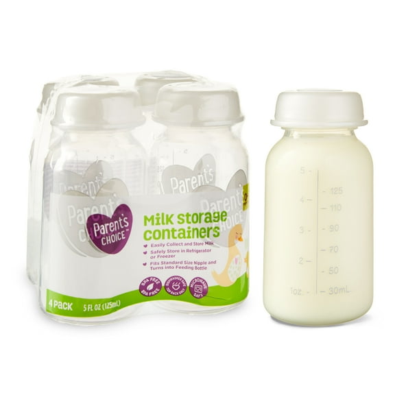 Parent's Choice Milk Storage Containers, 0+ Months, 5 fl oz, 4 Pack