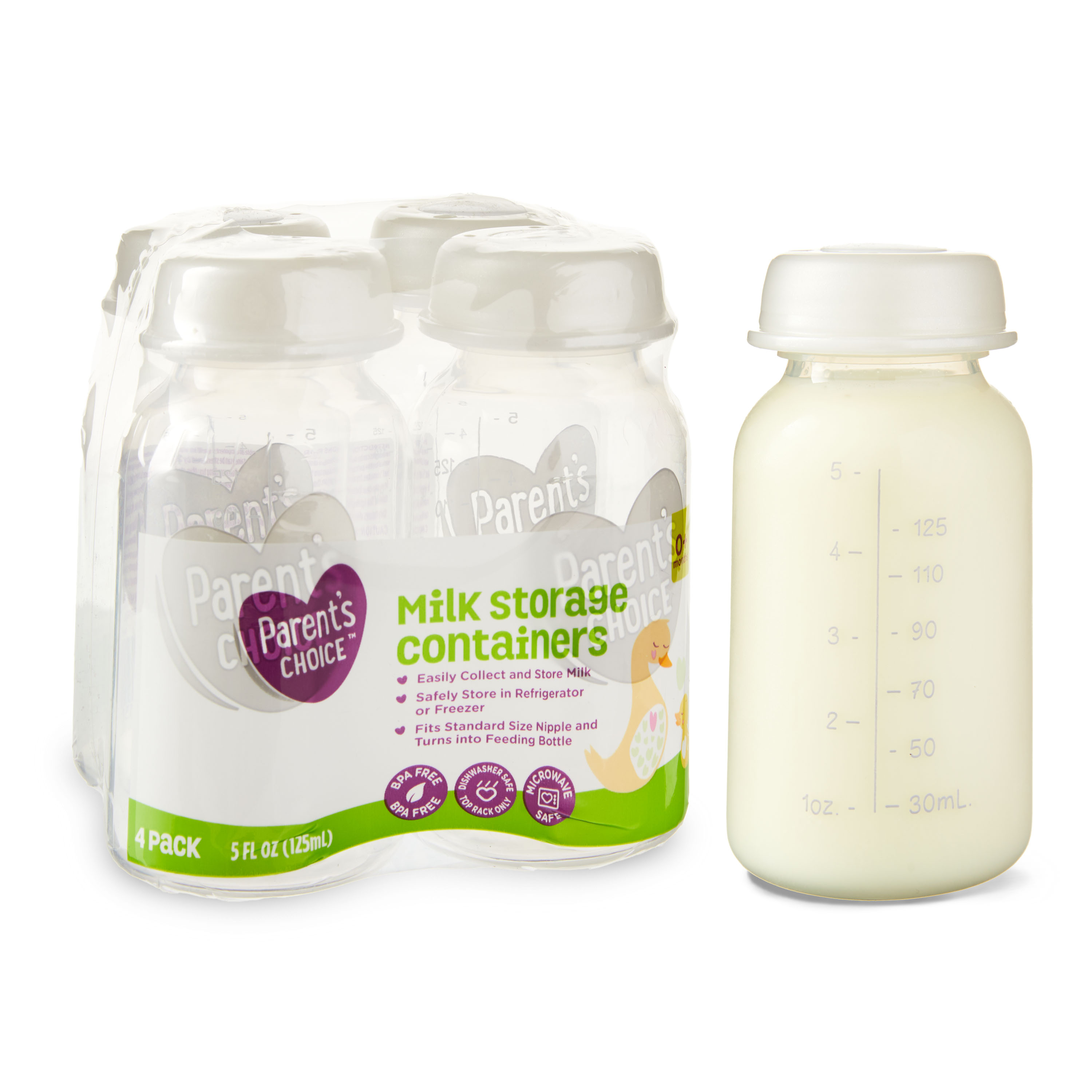 Parent's Choice Milk Storage Containers, 0+ Months, 5 fl oz, 4 Pack - image 1 of 8