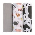 thumbnail image 1 of Parent's Choice Muslin Swaddle 3-Pack, 100% Cotton, Farm Animals, 1 of 8