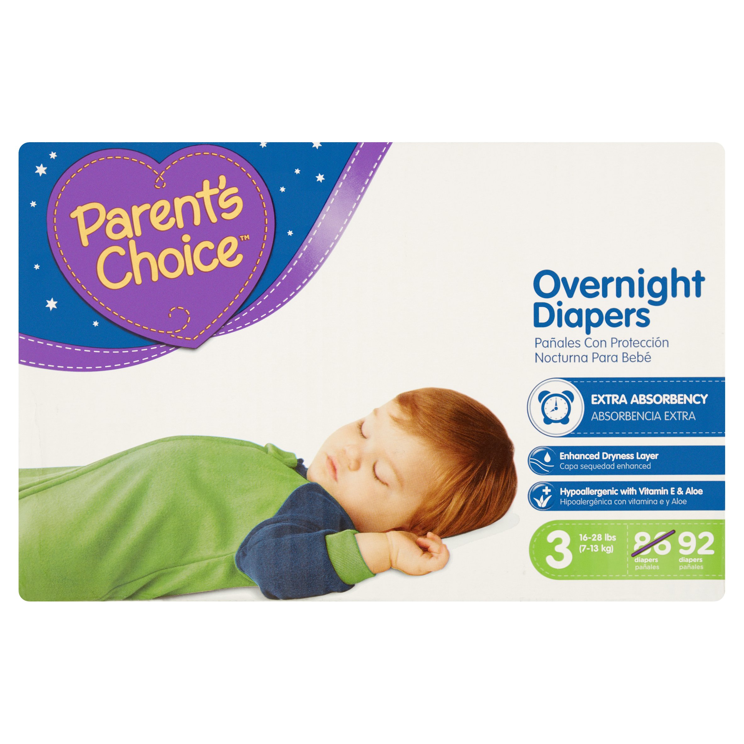 Parent's Choice Overnight Diapers, Size 3, 92 Diapers - image 1 of 5