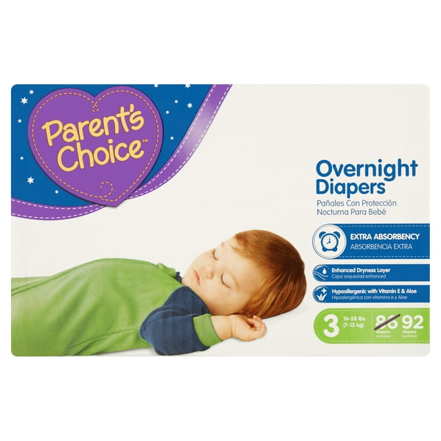 Parent's Choice Overnight Diapers, Size 3, 92 Diapers